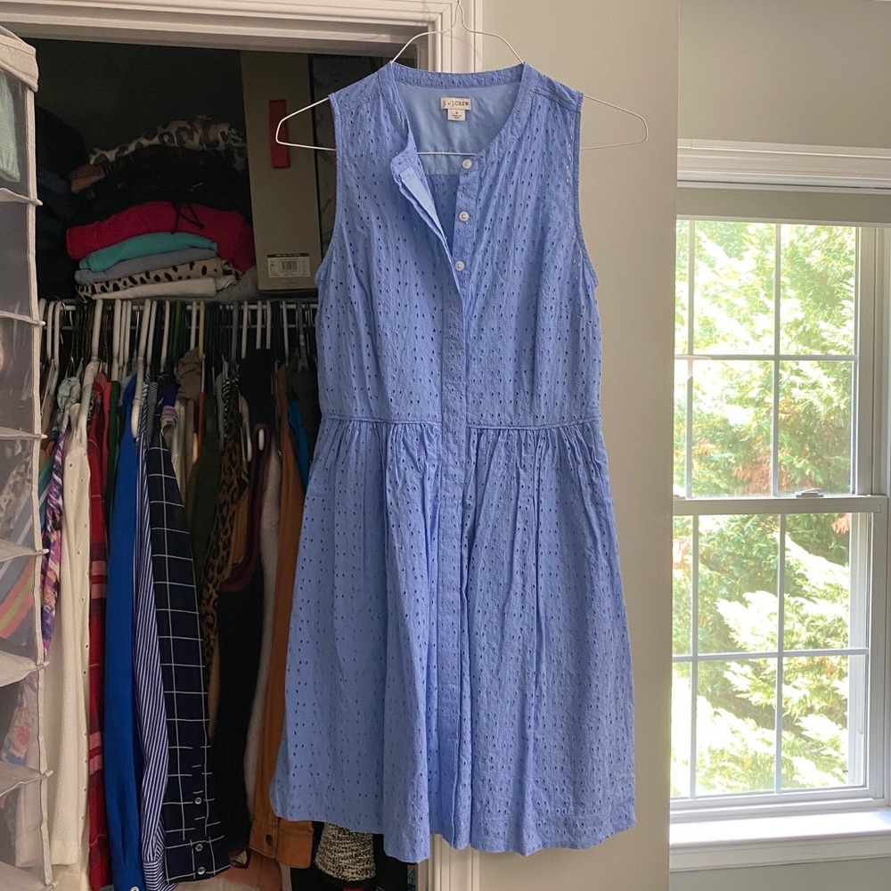 J. Crew Factory Blue Eyelet Dress